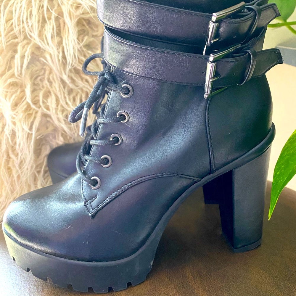 Black Heeled Combat Boot